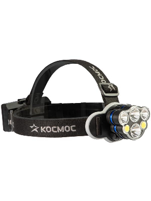 Фонарь налобный 2х4Вт T6 2х2Вт XPE 2x2Вт COB /Li-ion 2х1200мА.ч ABS пластик КОСМОС KOC852Lit