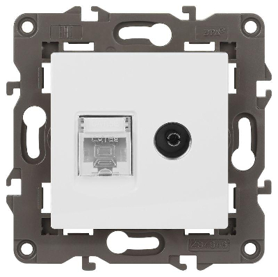 Розетка компьютерная + телевизионная Elegance 14-3110-01М RJ45+TV матов. бел. Эра Б0065767
