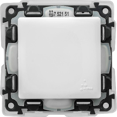 Механизм выключателя 1-кл. СП Valena Life 10А IP44 250В 10АХ с лицевой панелью; безвинтовые зажимы бел. Leg 752151