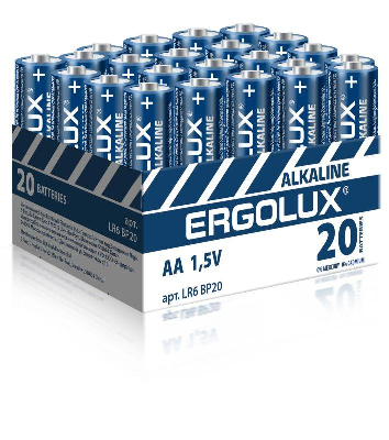 Элемент питания алкалиновый AA/LR6 1.5В Alkaline BP-20 ПРОМО (уп.20шт) Ergolux 14675