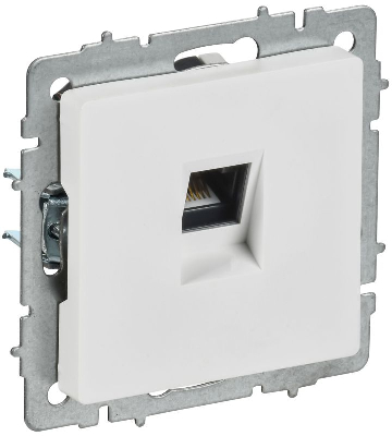 Розетка компьютерная СП BRITE РК11-БрАБ RJ45 кат.6 механизм арктич. бел. IEK BR-K10-2-K91