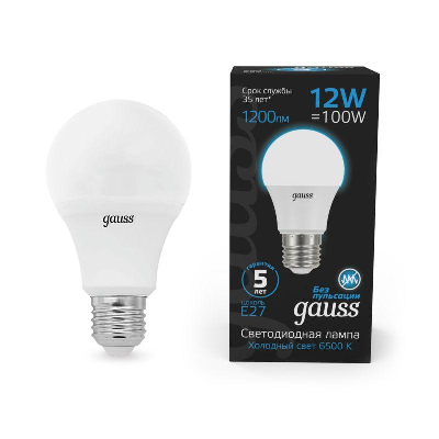 Лампа светодиодная Black 12Вт A60 грушевидная 6500К холод. бел. E27 1200лм GAUSS 102502312
