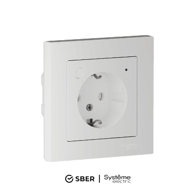 Розетка AtlasDesign Smart 16А L+N с заземл. защ. шторки Zigbee механизм бел. SE ATN000145Z