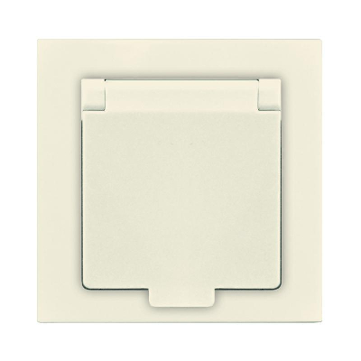Розетка 1-м СП Афина 16А IP20 с заземл. с крышкой в сборе сл. кость (ivory) Universal A0029-I