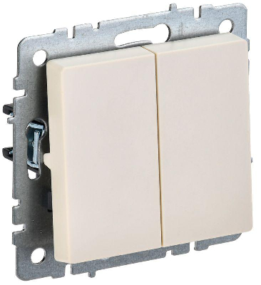 Выключатель 2-кл. СП BRITE ВС10-2-0-БрКр 10А механизм беж. IEK BR-V20-0-10-K10