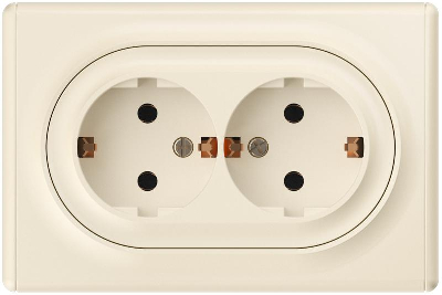 Розетка 2-м СП Florence 16А IP20 с заземл. винт. клеммы беж. 1E10401301 OneKeyElectro 2172790