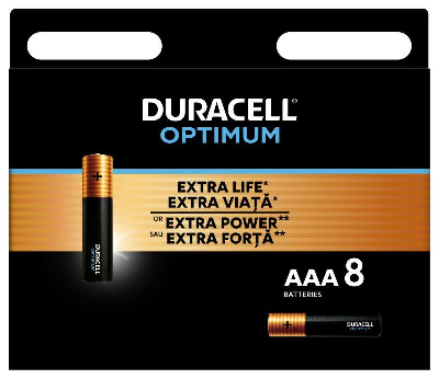Элемент питания алкалиновый ААА 1.5В LR03-8BL Optimum 5014070 (блист.8шт) Duracell Б0056025