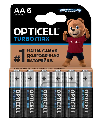 Элемент питания алкалиновый AA/LR6 (блист. 6шт) Turbo Max Opticell 6053005
