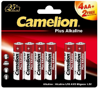 Элемент питания AA/LR6 1.5В Plus Alkaline 4+2LR6-BP (блист.6шт) Camelion 14113
