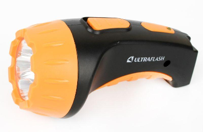 Фонарь аккумуляторный LED3804 4LED аккум. SLA 220В пластик. черн./желт. (кор.) Ultraflash 9215