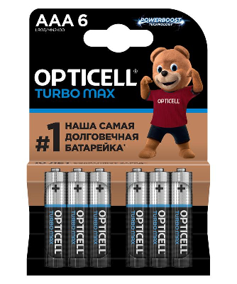 Элемент питания алкалиновый AAA/LR03 (блист. 6шт) Turbo Max Opticell 6053006