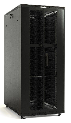 Шкаф напольный TTB-4261-DD-RAL9004 19дюйм 42U 2055х600х1000 передн. и задн. перфорир. двери 75% ручка с замком крыша нового типа разобран. RAL 9004 черн. Hyperline 392681