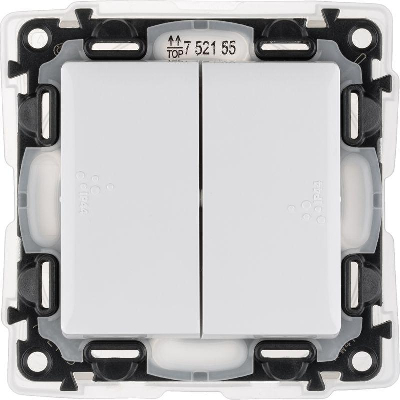 Механизм выключателя 2-кл. СП Valena Life 10А IP44 250В с лиц. панелью безвинт. зажимы бел. Leg 752155