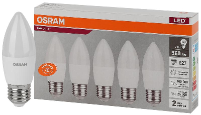 Лампа светодиодная LED Value LVCLB60 7SW/840 7Вт свеча матовая E27 230В 2х5 RU (уп.5шт) OSRAM 4058075578043
