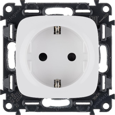 Розетка 1-м СП Valena Allure 16А IP20 250В 2P+E защ. шторки безвинт. клеммы с лицев. панелью механизм бел. Leg 753720