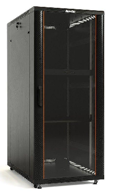 Шкаф напольный TTB-4268-AS 19дюйм 42U 2055х600х800мм передн. стеклян. дверь со стальными перфорир. боковинами; задн. дверь сплошная ручка с замком крыша нового типа RAL 9004 черн. Hyperline 392682